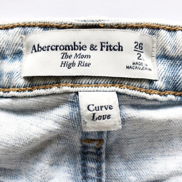 ABERCROMBIE The Mom High Rise Curve Love Light Wash Jeans Womens 26 Long - Picture 5 of 9